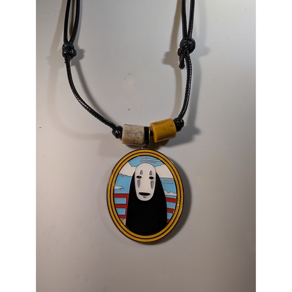 Studio Ghibli No Face Spirited Away Repurposed Enamel Pin Adjustable Necklace